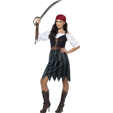 Piraat & Viking Kostuum | Klassieke Zwarte Pirate | Vrouw | Medium | Carnaval kostuum | Verkleedkleding